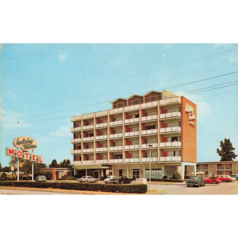 Vintage Holiday Towers Motel Norfolk Virginia Postcard AAA Mid-Century Modern